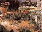 Adolph von Menzel Rear of House and Backyard oil on canvas